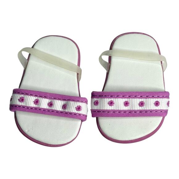 American Girl 2 in 1 Beach Outfit DOLL SHOES White Pink Pair Sandals Accessory - Picture 3 of 5